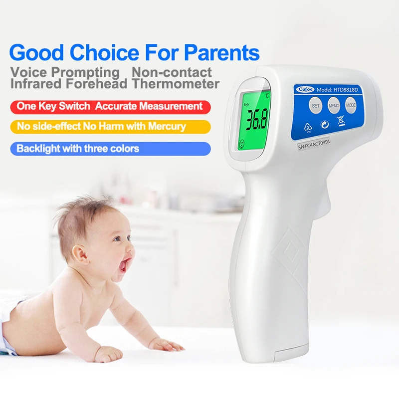 Дешево Cofoe электронный термометр лоб бесконтактный инфракрасный Детский градусник ЖК дисплей температура тела жар цифровой ИК измерительный инст...
