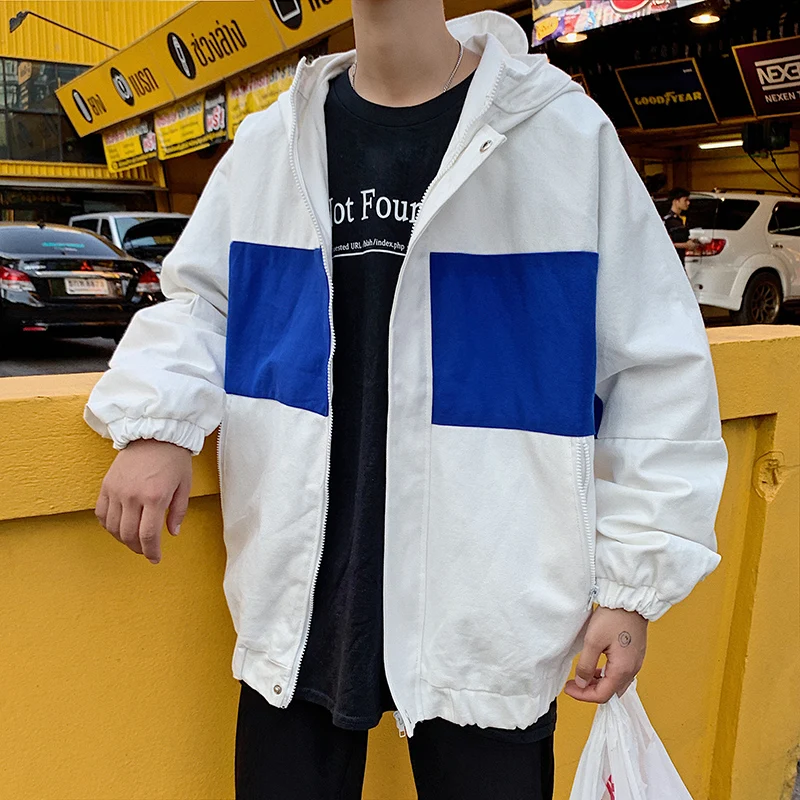 Oversized Hooded Jacket Men Streetwear Splice Hip Hop Jacket Korean Fashion Casual Loose Harajuku Summer Men Jackets 5XL 5J60