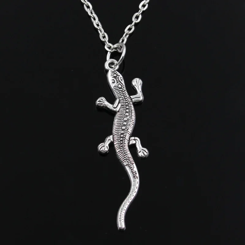 

new fashion lizard gecko Pendants round cross chain short long Mens Womens silver necklace Jewelry Gift