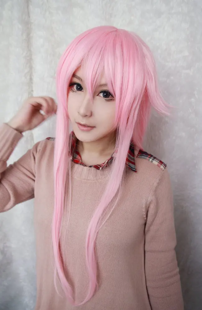Модный дневник MCOSER 100 см длинный прямой kawaill Gasai Yuno светло розовый аниме парик для