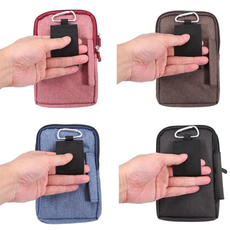 iphone 7 plus phone cases 4 Colors Pen Slot Design 3 Zippers Carabiner Pockets Bag For Multi Phone Model Hook Loop Belt Pouch For Smart Phone 6.3" Below case for iphone 8