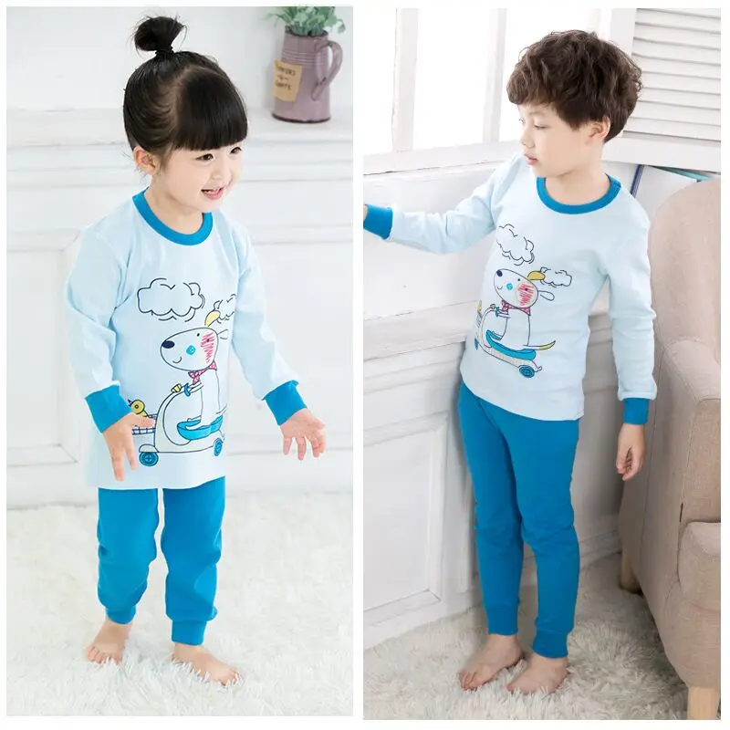 Комплекты детской одежды одежда для сна для мальчиков детская пижама с дизайном «панда», комплект хлопковой пижамы с рисунком для маленьких девочек, осенние пижамы для детей - Цвет: color at picture