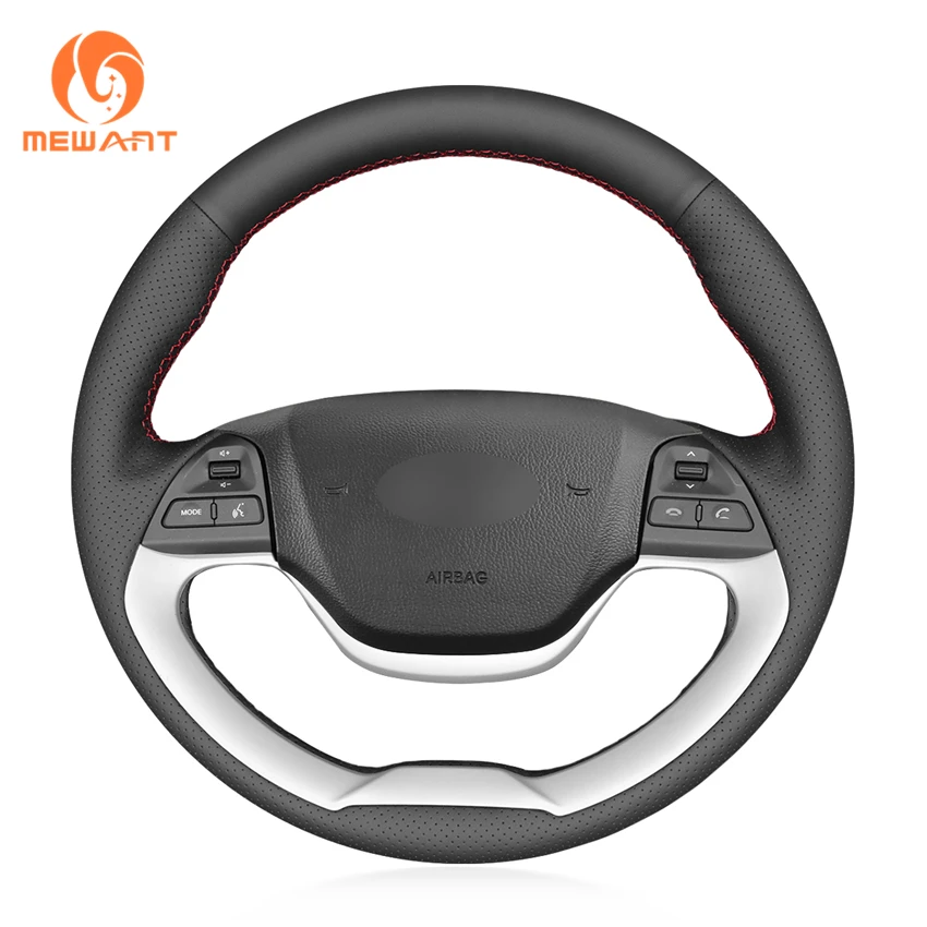 Оплетка рулевого колеса MEWANT из Натуральной Черной Кожи Для Kia Morning 2011 2016 Picanto 2012