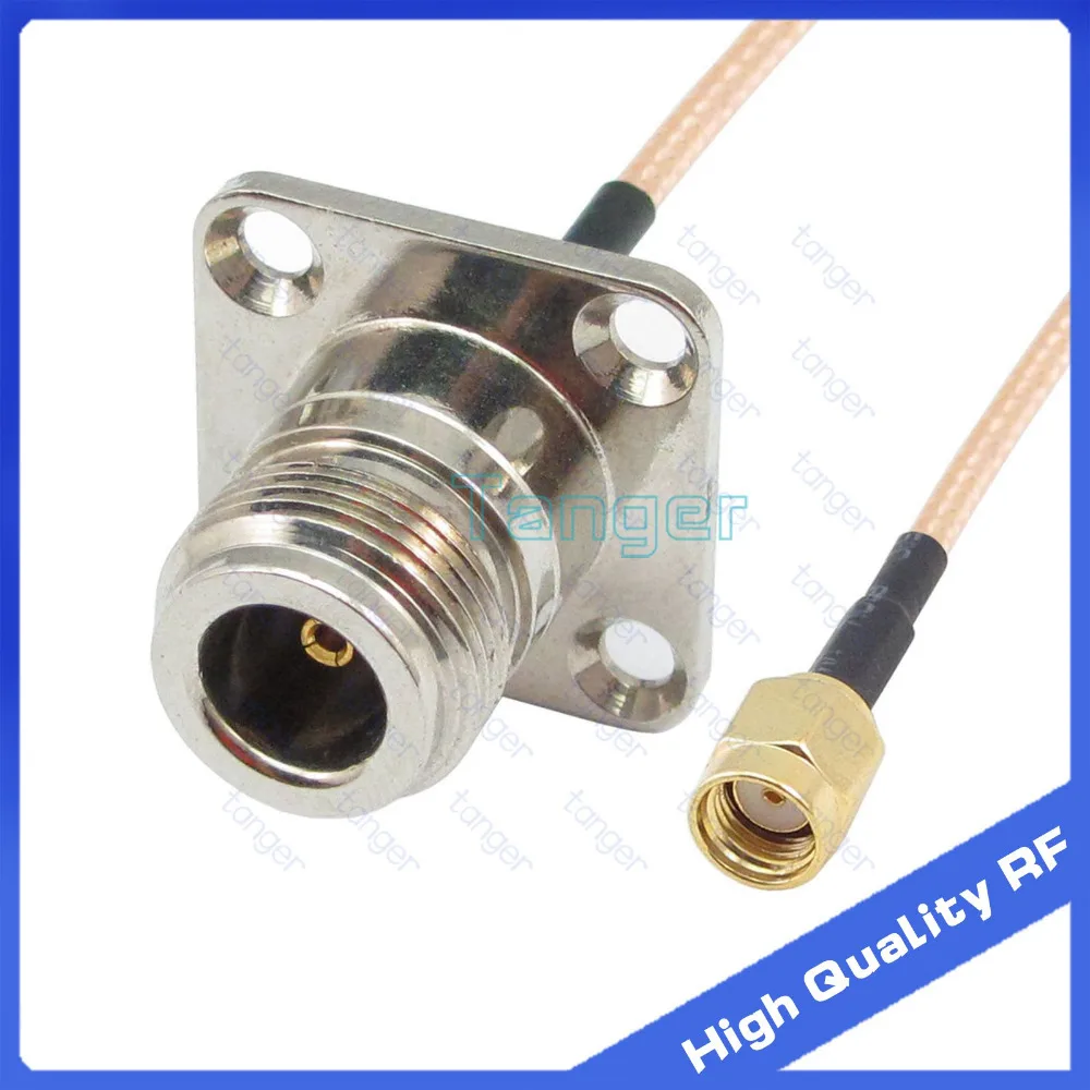 

6inch N female 4hole panle to RP-SMA male with RG-316 RF Coaxial Pigtail Jumper cable 6" 15cm Tanger High Quality RF cables
