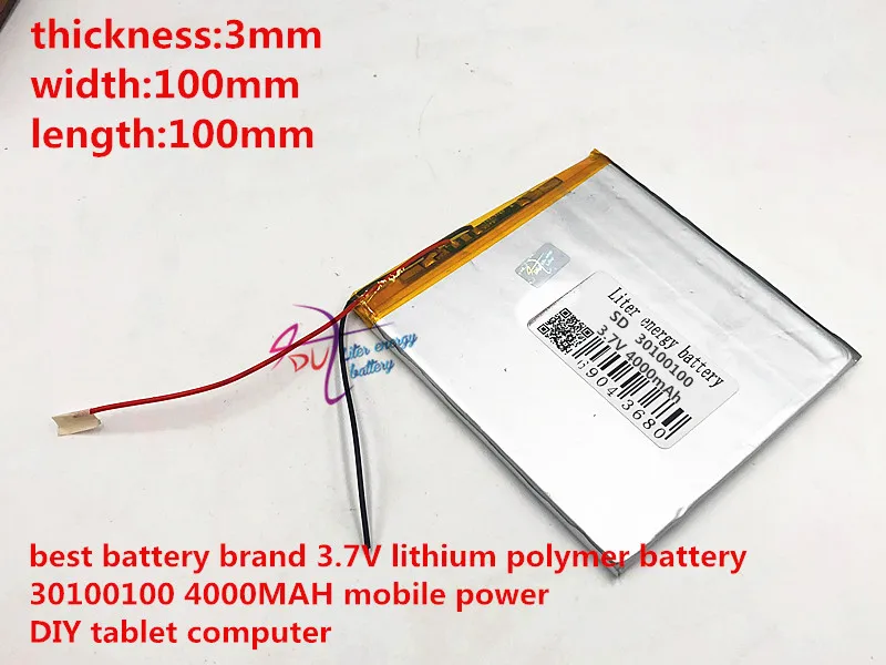 best battery brand 3.7V lithium polymer battery 30100100 4000MAH mobile power DIY tablet