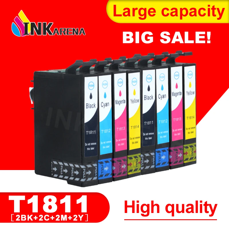 

8PCS T1811 Compatible Ink Cartridge For EPSON Expression Home XP-312 XP-315 XP-412 XP-415 XP-225 XP-322 XP-325 XP-422 Full ink