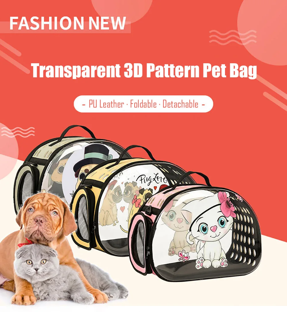 Прозрачная переноска для собак, складная сумка для кошек, дорожная сумка, дышащие сумки на плечо для маленьких собак, щенков, рюкзак для переноски домашних животных