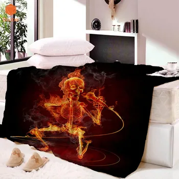 

Rectangle Super Soft Thicking Fire Skull Black Blanket for Bed BeachTowel For Kids Adults Throw Blanket bedsheet Travel Home