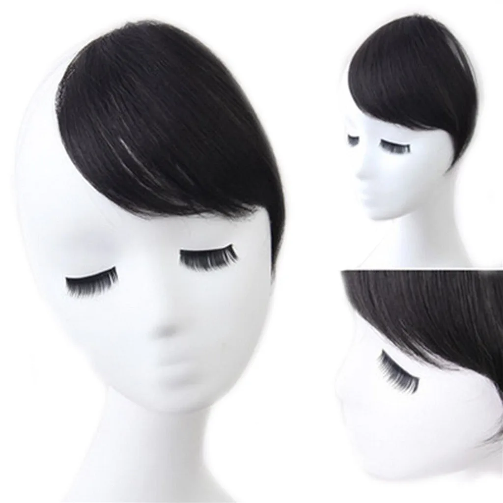 

Fashion One Piece Clip in Hair Swept Bangs/Fringe/Hair Extensions Color Black Soft & Smooth Light in Weight.