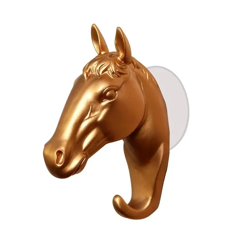 

1pc Creative Animal Head Shape Hook Retro Resin Elk Horse Craft Key Cap Clothes Hanging Hook Suction Cup Home Wall Decoration
