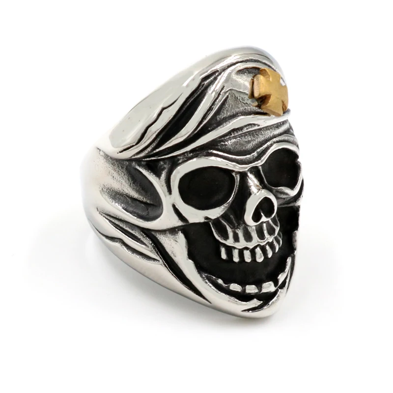 Classic Skull Biker Ring Stainless Steel Punk Silver Motor Biker Skull