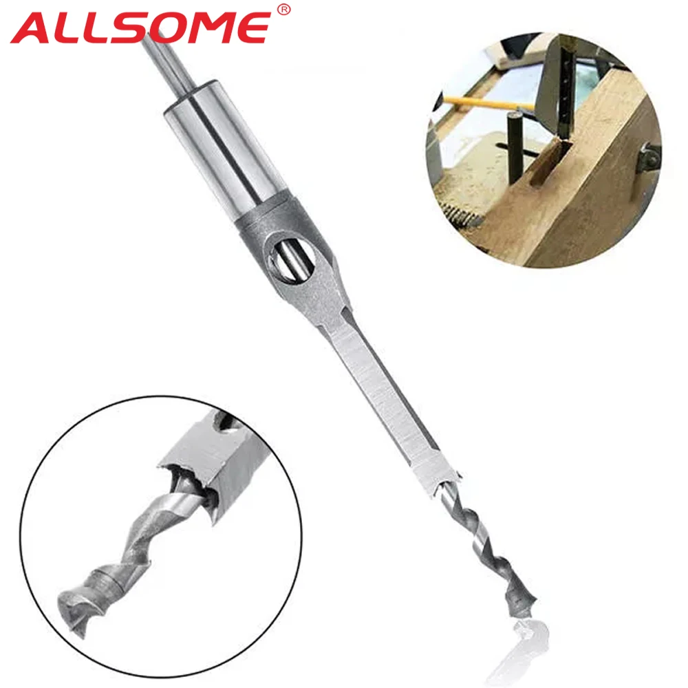 ALLSOME 10mm Square Hole Saw Auger Drill Bit Mortising Chisel Auger