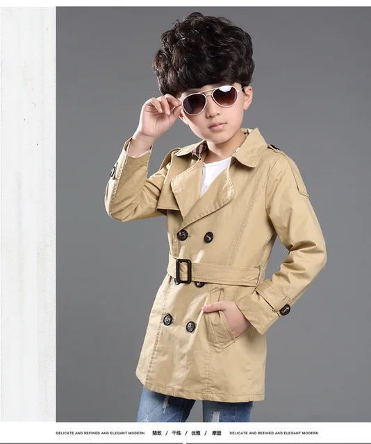 New Autumn Winter Kids Trench Coat Classic Fashion Design Boy Trench Coat Brand Full Sleeve