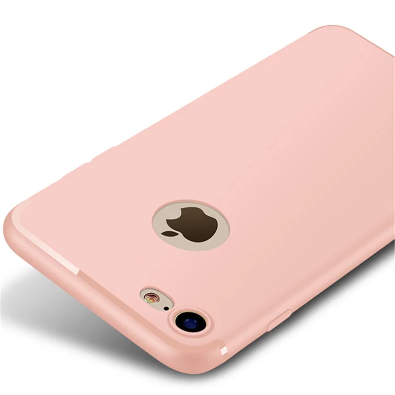 Ультра тонкий мягкий силиконовый чехол из ТПУ для iPhone 7 6 6S Plus 5 5S 5SE 360 Полный чехол матовый черный силиконовый чехол для мобильного телефона s - Цвет: Pink