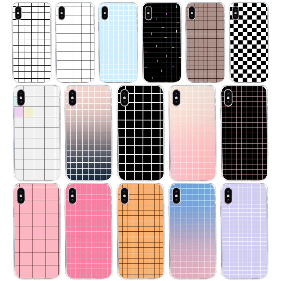 157Sd Luxury Retro Black White Grid Gift Custodia Morbida In Silicone Tpu Cover Per Iphone 5 5S Se X Xr Xs Max Case