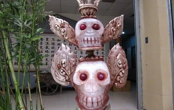 

Tibet Buddhism Temple Silver inlay death's crude crystal Vajrakila Wand FaQi