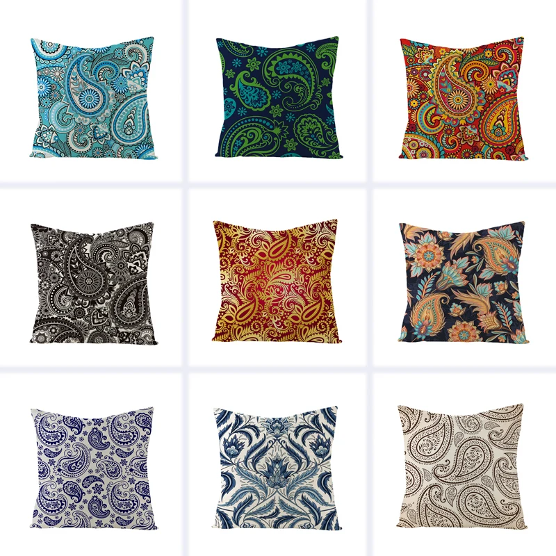 

OLOEY 1PC 45x45cm Ethnic Style Combination Linen Pillowcase Peach Cushion Cushion Lumbar Pillowcase Decorative Pillowcase
