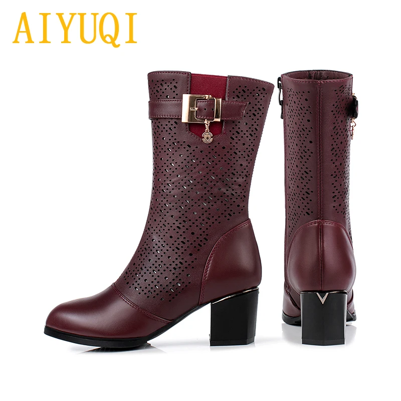 Taille Black 42 Chaussures claret Talons Véritable 41 Cuir Femmes D'été MailleÀ Printemps Grande 2019 Mode Bottes Nouveau Aiyuqi Femelle En Hauts 43 De lJ1TFKc3