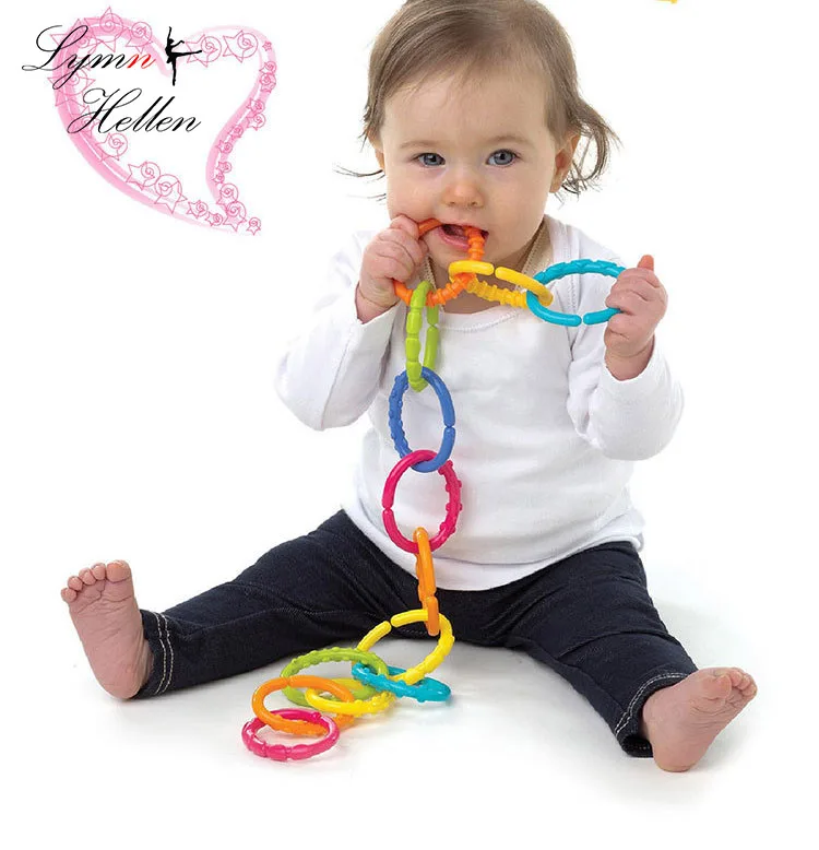 

6pcs/set Happy Monkey Mas baby puzzle toys teethers color safety Molar tooth ring rainbow circles bed hanging kids