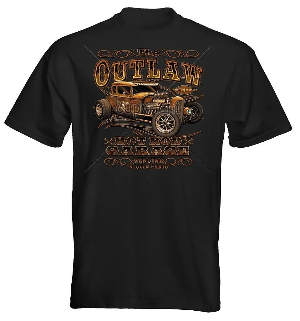 Мужская Премиум Футболка Outlaw Garage Hot Rat Rod Rockabilly 2019 новые хлопковые крутые дизайнерские 3D облегающие футболки