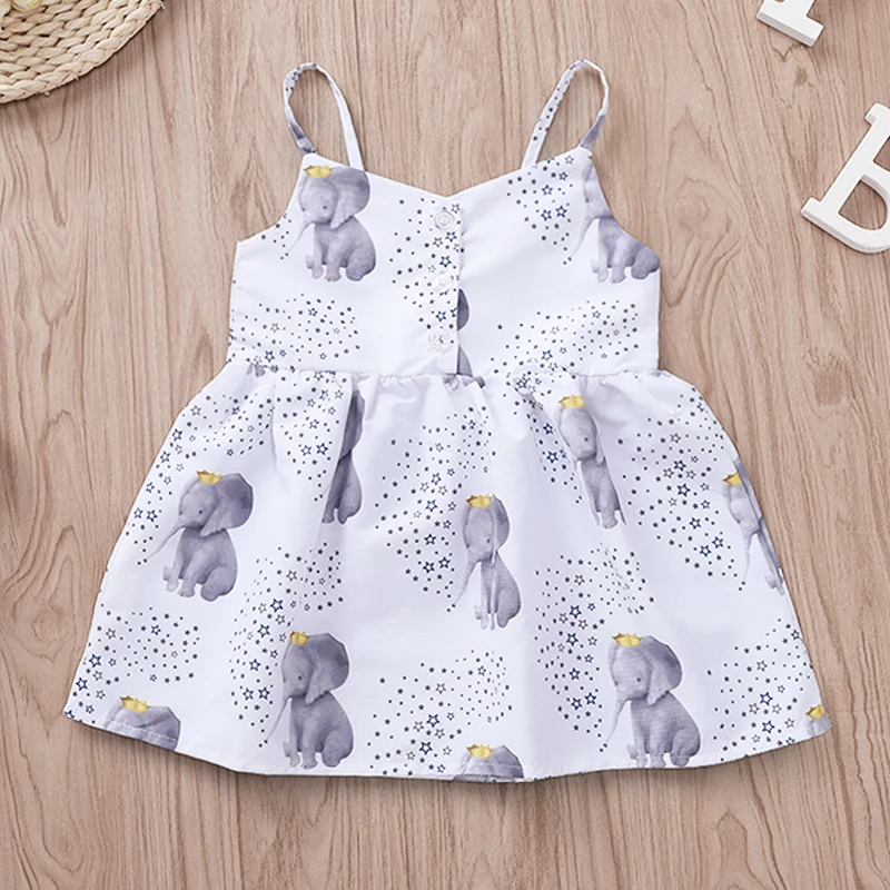

Cartoon Baby Girls Dress Polyester+Cotton vestido infantil Sleeveless Pattern Regular Kid Baby Newborn Mid Calf D40