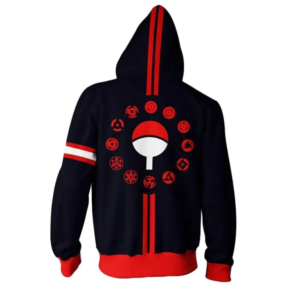 Для мужчин Наруто Csplay Uchiha Itachi толстовка с капюшоном Akatsuki толстовка с 3D принтом на молнии осеннее повседневное пальто для взрослых S-5XL
