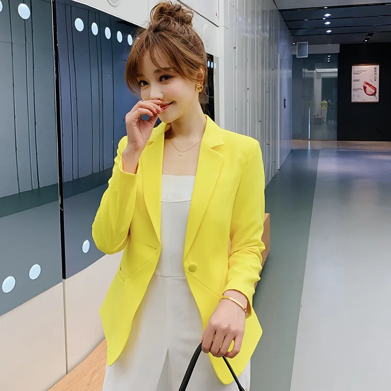 

Spring and autumn new women's long-sleeved blazer 2019 Korean version of a buckle ladies suit long-sleeved solid color coat