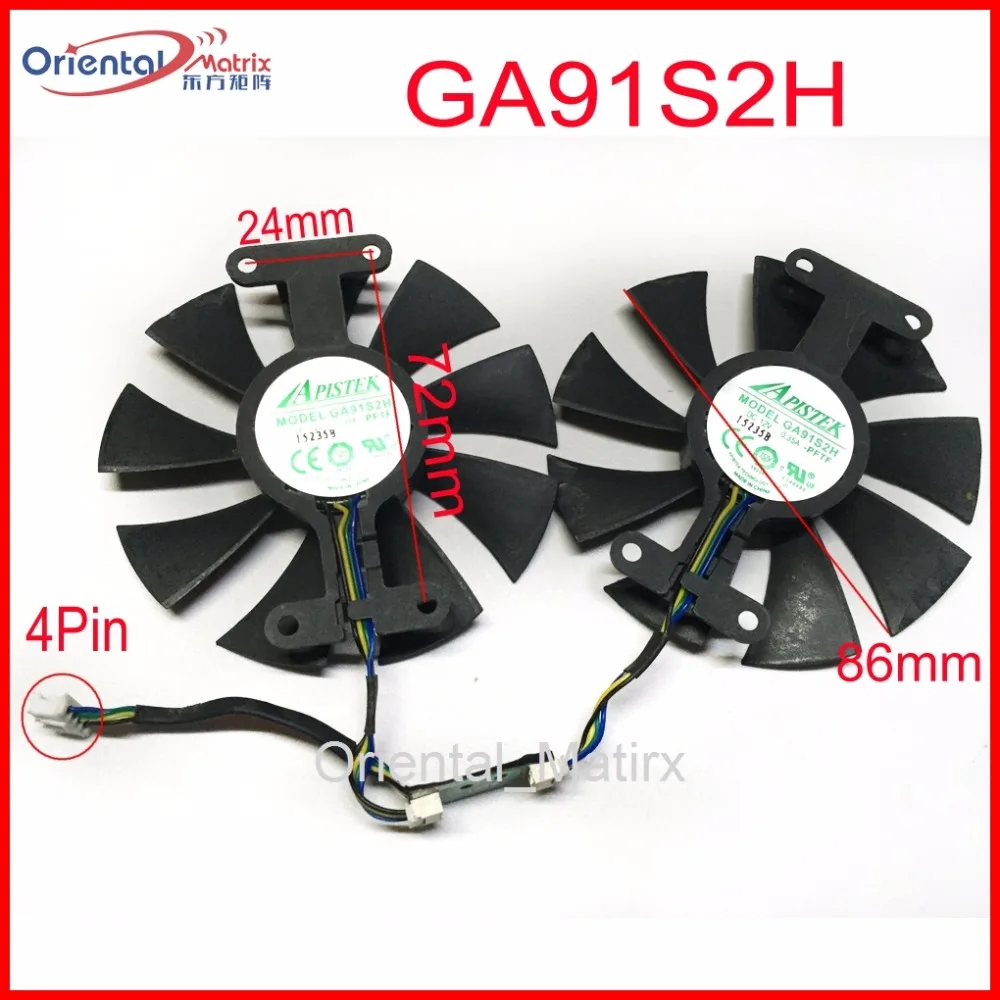 

Free Shipping 2pcs/Lot GA91S2H 12V 0.35A 4Pin 86mm VGA Fan For ZOTAC GTX960-AMP Graphics Card Cooler Cooling Fan