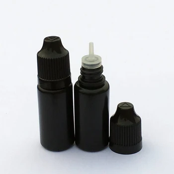 

2000pcs 10ml Black PE Plastic Dropper Bottle E Liquid With Childproof Cap And Long Tip Empty Needle Vial