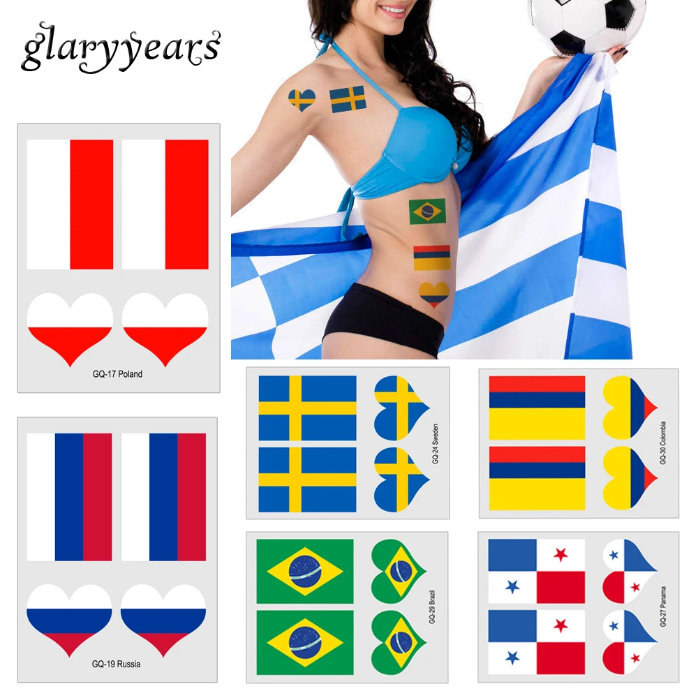 6cm 8cm Glaryyears 10 Sheets Russia World 2018 Cup National Flag Tattoo For Soccer Football Games Fans Temporary Tattoo Stickers Temporary Tattoos Aliexpress