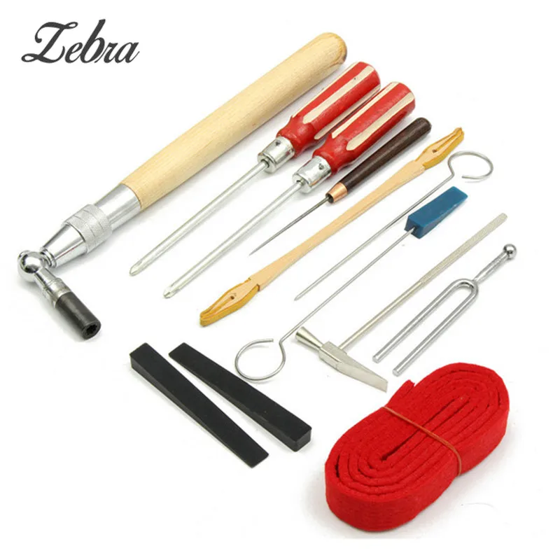 

Zebra 13pcs/set Professional Piano Tuning Maintenance Tool Kits Hammer Stick Screwdriver with Case for Piano Parts & Accessories