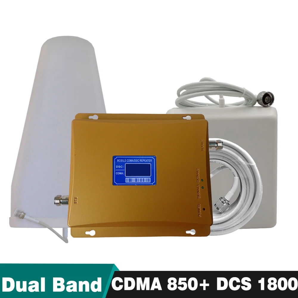 70dB Gain 2G 4G Dual Band Repeater Kits CDMA 850mhz+DCS/LTE 1800mhz Band 5 Band 3 Cellular Booster Signal Amplifier Antenna Set