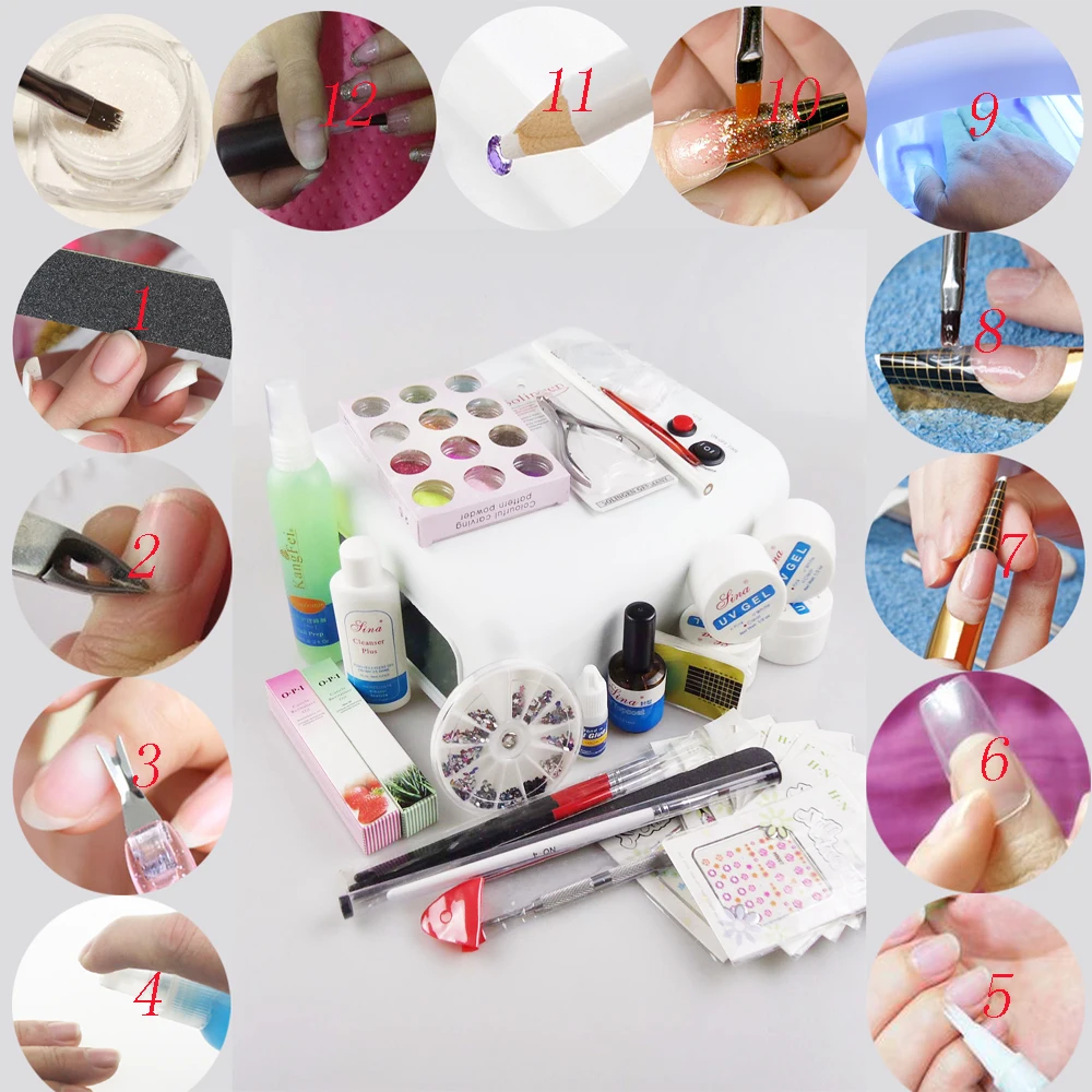 Set For UV Nail Gel Manicure Kit Tools 36W Lamp Professional Unha De