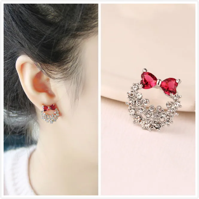 925 Sterling Silver Pretty Women S Children Earrings With Full 925 Sterling Silver Pretty Women S Children Earrings With Full Shiny Cz Red Bow Design Females E00065 In Stud From Jewelry Accessories On