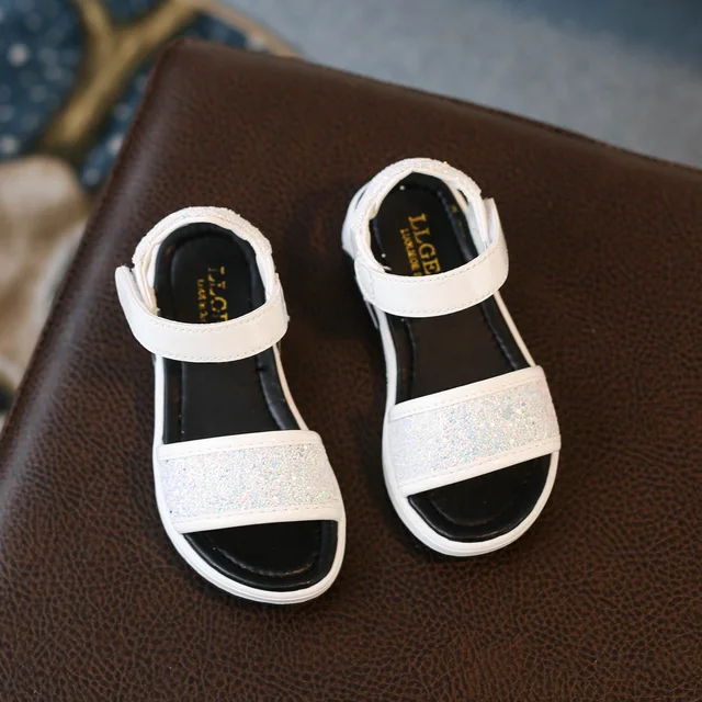 Girls Sandals 2018 Summer Shiny Girls Black Sandals Kids Sneakers