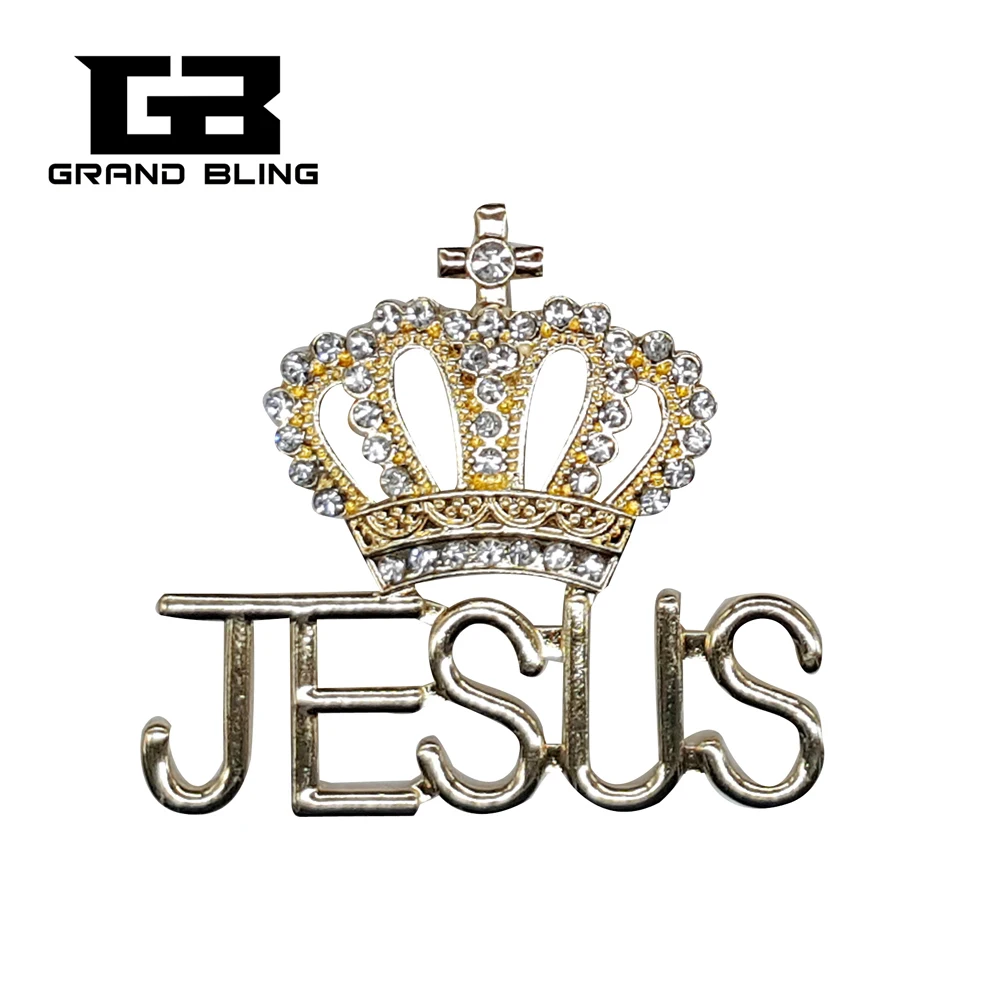 Брошь в виде Иисуса золотого цвета с короной сверху | Украшения и аксессуары