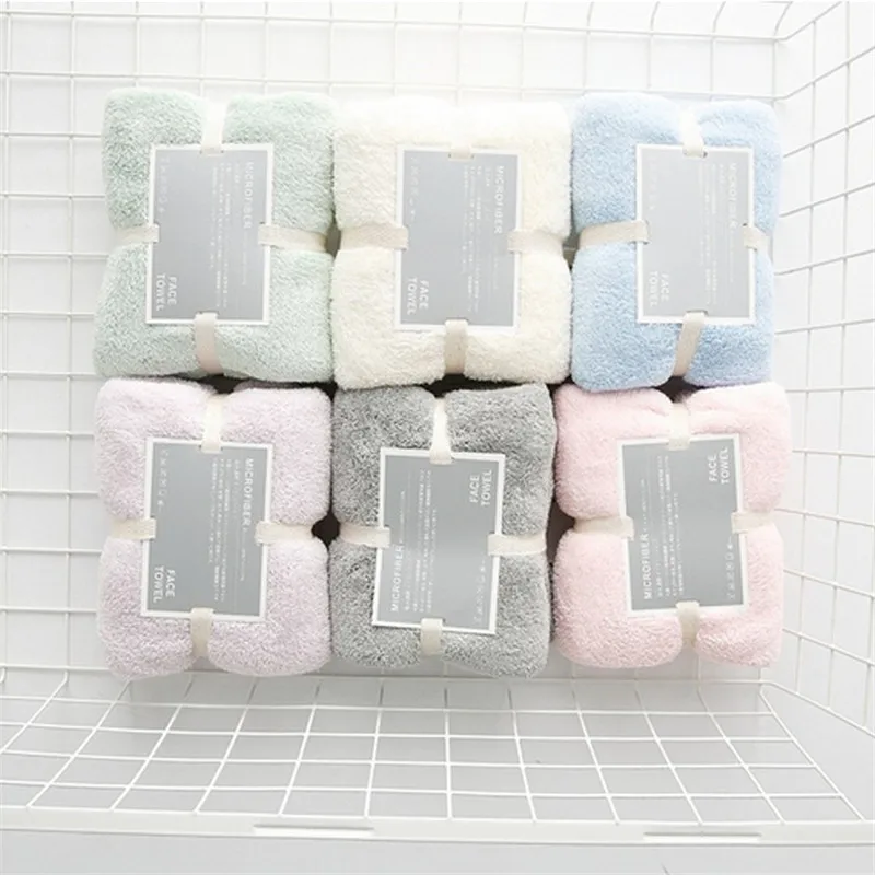 

1PCS 100% Coral Fleece Fabric Face Towels Soft Absorbent Dry Hand Towels Solid Towel For Hair Home Textile 34*80cm