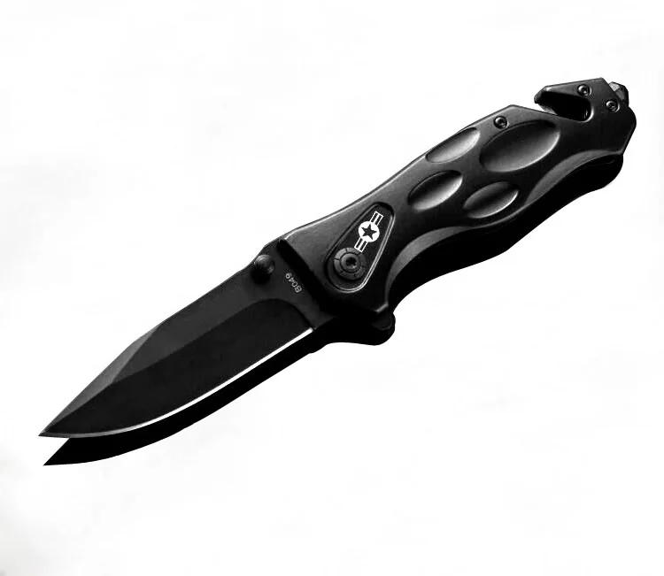 Folding Knife Black Titanium Tactical Pocket Knife B049 aluminum handle