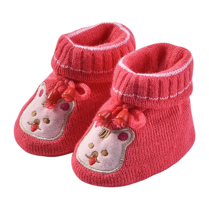 Детские зимние сапоги Детская Вязание сапоги милый мультфильм детские сапоги для новорожденных теплые носки обувь