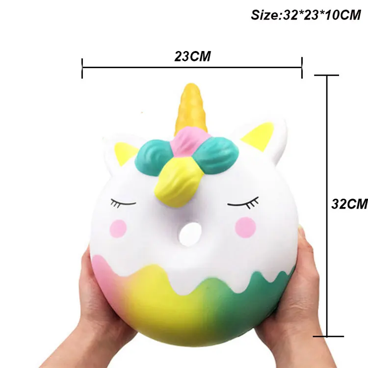 Jmbo12.6 дюймов Единорог пончик мягкие игрушки Красивые антистрессовые игрушки снятие стресса большой размер 32 см Забавный подарок для детей G