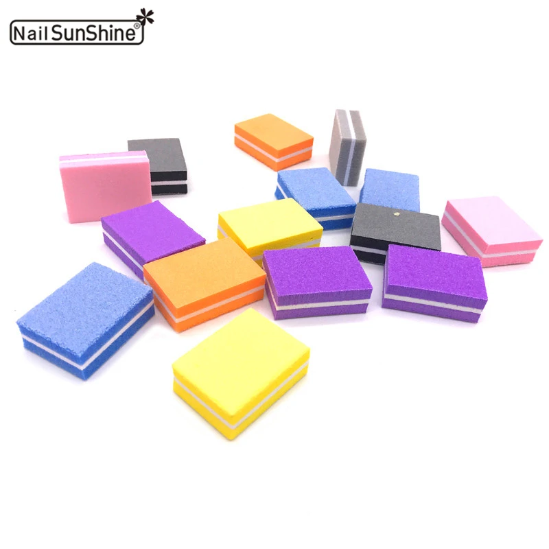 

50pcs Nail Files Sandpaper Buffers Square Block Sponge Mix Color 100/180 Grit Disposable Gel Nail Polish Set Tips Salon Tools