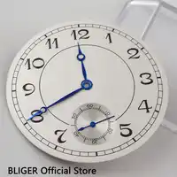 คลาสสิก 38.9 มิลลิเมตรสีขาว Sterile Dial ตัวเลขภาษาอาหรับสีดำนาฬิกา Dial Fit สำหรับ ETA 6498 ST3600 Hand Winding การเคลื่อนไหว + มือ