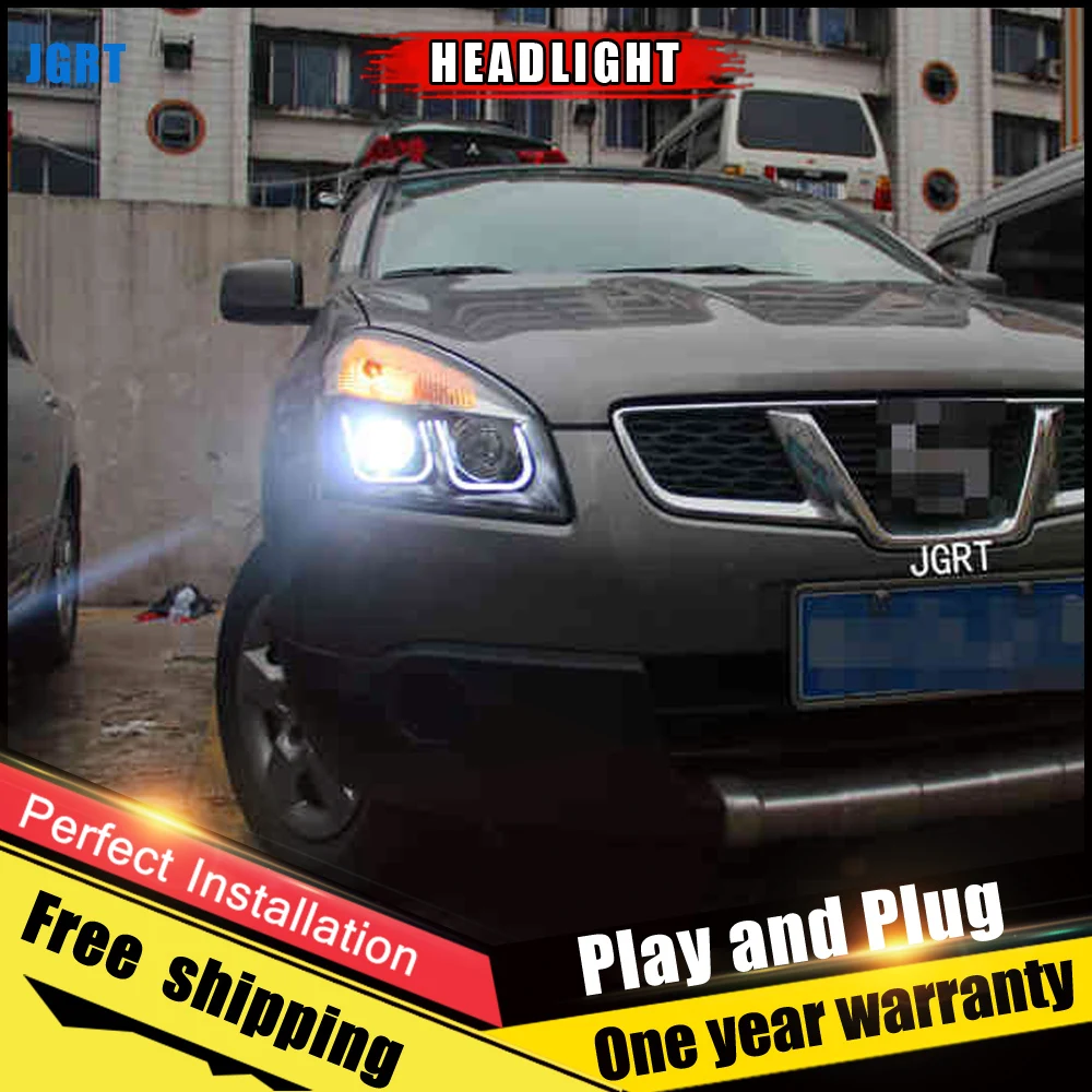 Автомобильный Стиль светодиодный фары для Nissan Qashqai 2010 2013 налобный фонарь DRL