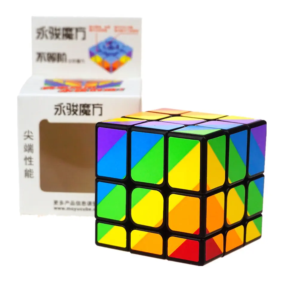 YongJun Rainbow 3x3 кубик рубика неравный магический куб 3 слоя 3x3x3 черная наклейка
