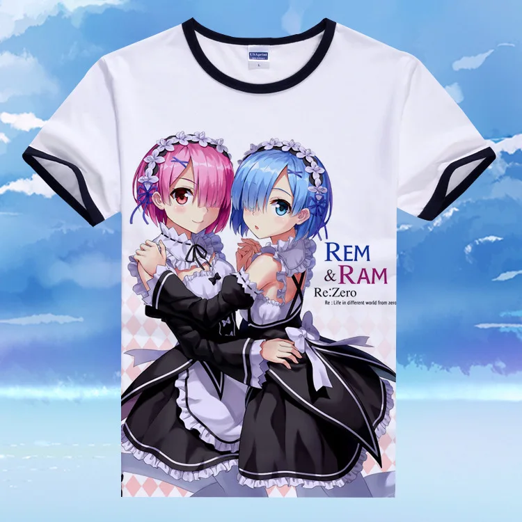 Re: Zero kara Hajimeru Isekai Seikatsu футболка аниме Emilia Rem косплей футболка мультфильм школьные рубашки тройник милый подарок футболка