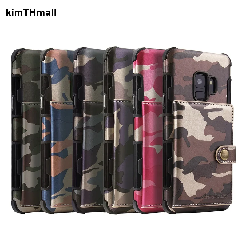 Case For Samsung Galaxy S9 Cover Plus luxury Camouflage Card slot Wallet bags Soft case for kimTHmall | Мобильные телефоны и