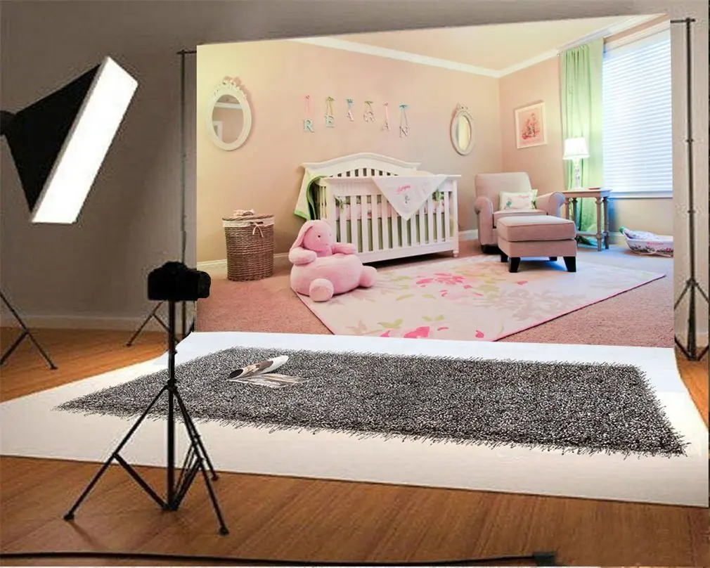 Photography Backdrop Cartoon Living Room Wooden Bed Interior Princess Photo Background | Электроника