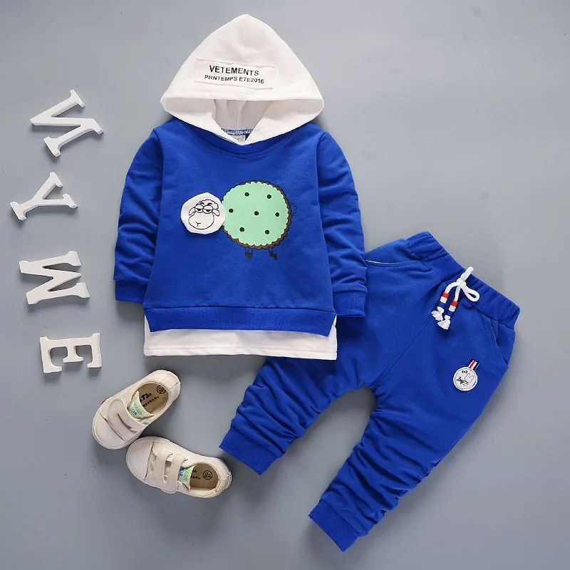 

BibiCola new baby boys clothing sets cartoon hooded coat+pants 2pcs small Girl Jackets Coats Hooded Autumn Kids Outerwear