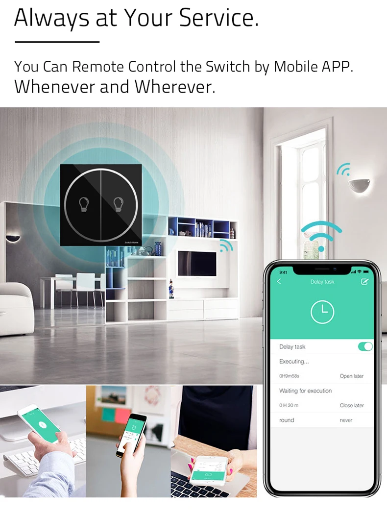 WIFI smart touch switch, Wireless Remote Control wifi Switch, Glass panel touch light Switch, Smart Sensor Wall light switch (6)