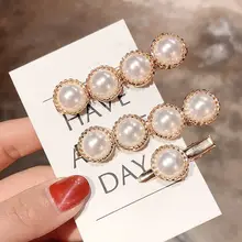 Милые Девушки Нерегулярные металлизированной отделкой заколки-утконосы Для женщин корейский стиль Элегантный Multi Круглый имитация шпильки для волос с жемчугом бисером